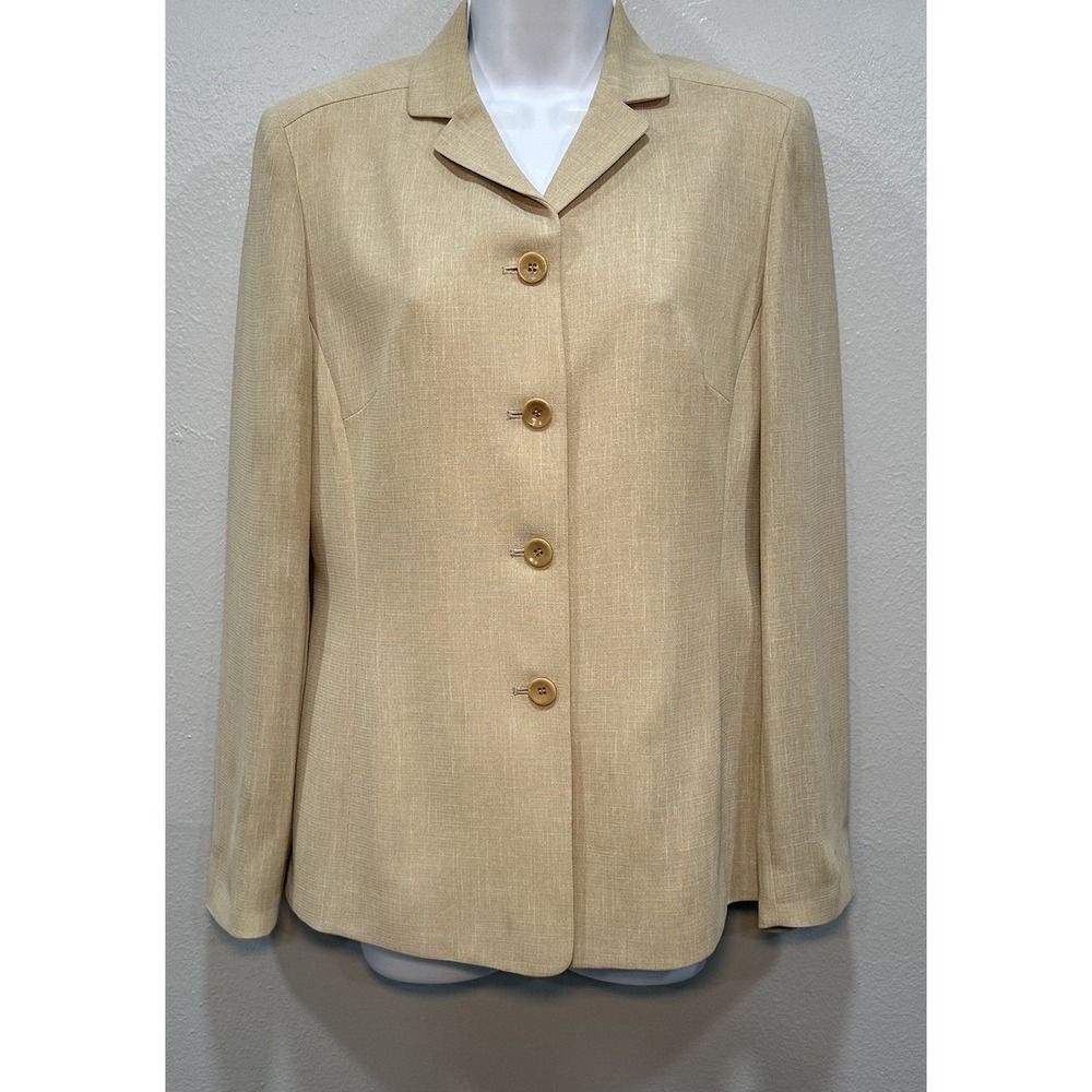 Ann Taylor Blazer Women's 6 Beige Fully Lined Single Breast Buttons Long Sleeves